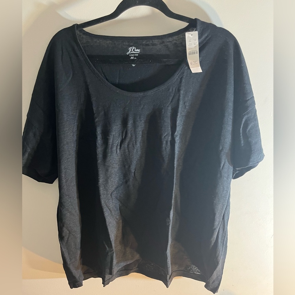 J. Crew Black Linen Tee